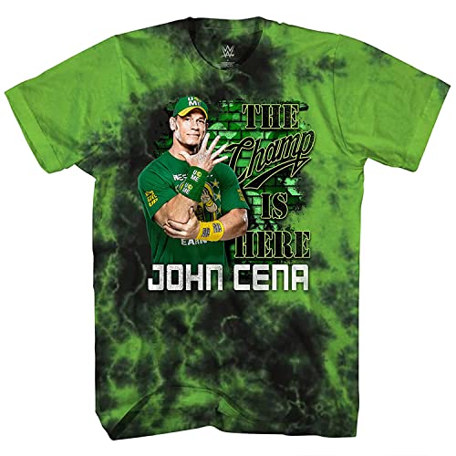 WWE Boys John Cena Shirt - Hustle, Loyalty & Respect Superstar Tee - World Wrestling Champion Tie Dye T-Shirt (Black Green Tie Dye, Small)