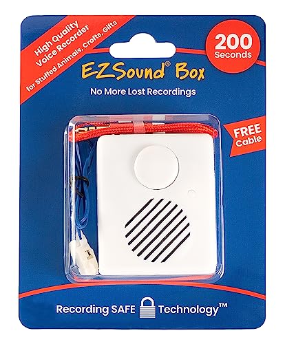 EZSound Box - 10 inch Extension Play Button for Stuffed Animals, Craft Projects, School Presentations, Hobbies, Personalized Items, Model Trains, etc - 200 seconds - Rerecordable thru Audio Port