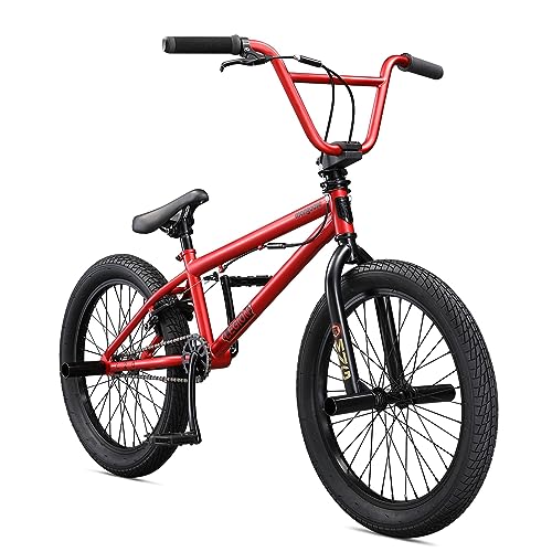 Mongoose Legion L20 Kids Freestyle BMX Bike, Intermediate Rider, Boys and Girls Bikes, Hi-Ten Steel Frame, 20-Inch Wheels, Red
