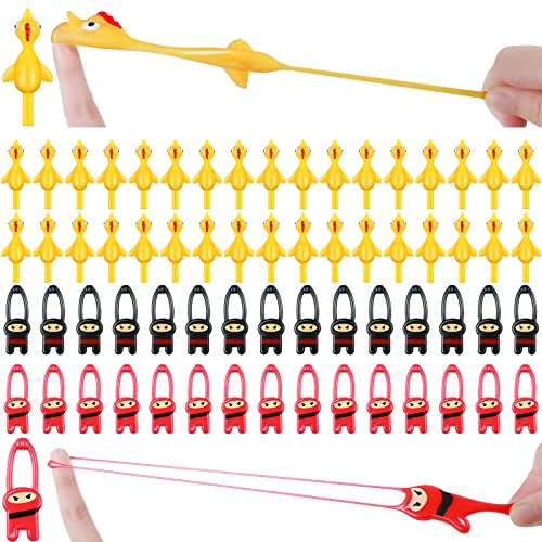 60 Pieces Finger Slingshot Toys Chicken Catapult Toy Christmas Finger Slingshot Stretch Ninjas Gifts for Boys Girls Party Rubber Flick Turkey Flying Funny Toys Idea Birthday Game Party Favor