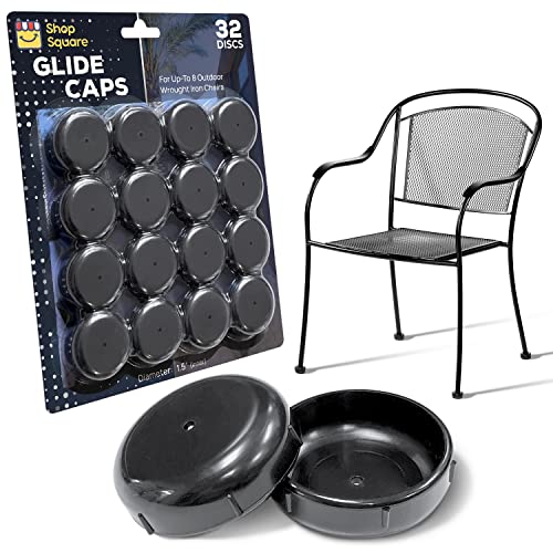 Wrought Iron Patio Furniture Feet Caps (32 Pack, Black) - 1.5' Round Plastic Outdoor Chair Leg Caps, Patio Chair Leg Caps for Metal Chairs, Patio Furniture Replacement Feet for Chairs & Tables