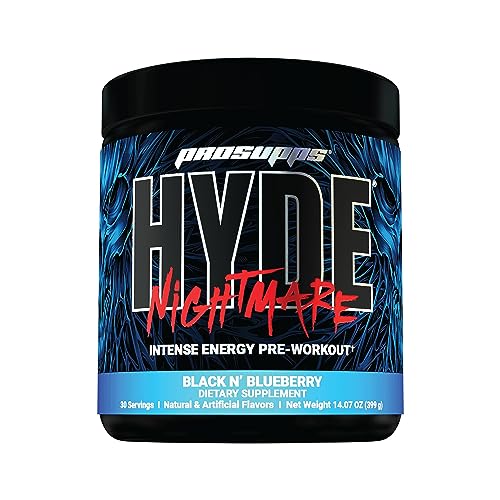 PROSUPPS Hyde Nightmare Pre-Workout Powder Energy Drink - Intense Energy, Mental Focus & High Performance, loaded with Citrulline, Beta Alanine, & Nootropics (30 Servings, Black N’ Blueberry)