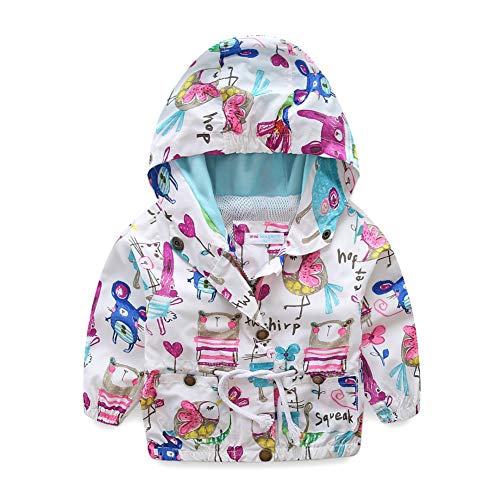 Mud Kingdom Little Girls Zip Up Hoodie Size 6 Cute Animal Pattern White