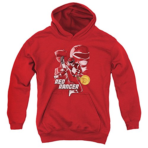 Trevco Power Rangers Red Ranger Unisex Youth Pull-Over Hoodie for Boys and Girls