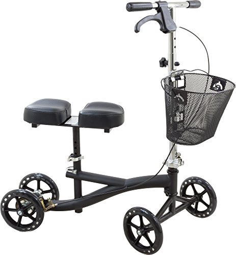 Roscoe Medical ROS-KSB Knee Scooter with Basket, Height Adjustable, Black
