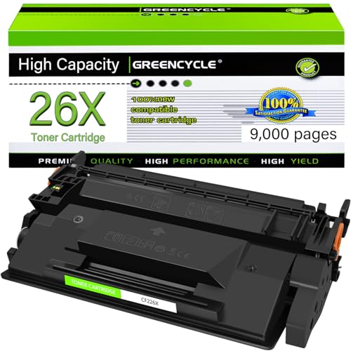 greencycle Compatible Toner Cartridge Replacement for HP 26X CF226X 26A CF226A for Laserjet Pro M402n M402dn M402dw M402dne MFP M426fdw MFP M426fdn Printer (Black, 1-Pack)