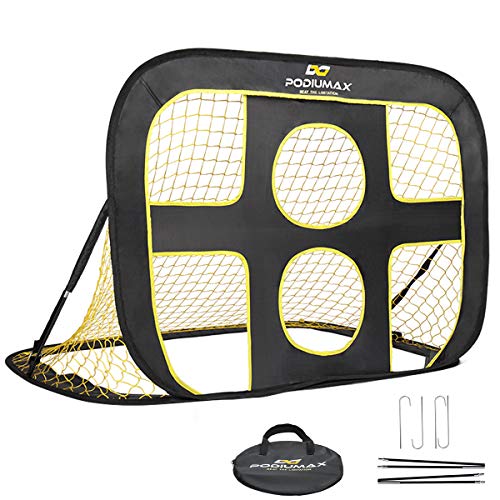 PodiuMax 2 in 1 Pop Up Kids Soccer Goal - Indoor/Outdoor Soccer Target Net for Improving Passing and Shooting Accuracy | Portable with Carrying Bag