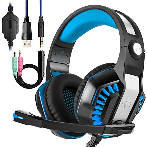 SVYHUOK Wired Pro Gaming Headset with Mic for Xbox one PC PS4, Noise Cancelling Over Ear Gaming Headphones, Stereo Bass Surround Sound, LED Light, MacBook Laptop Game Earphone Accessories
