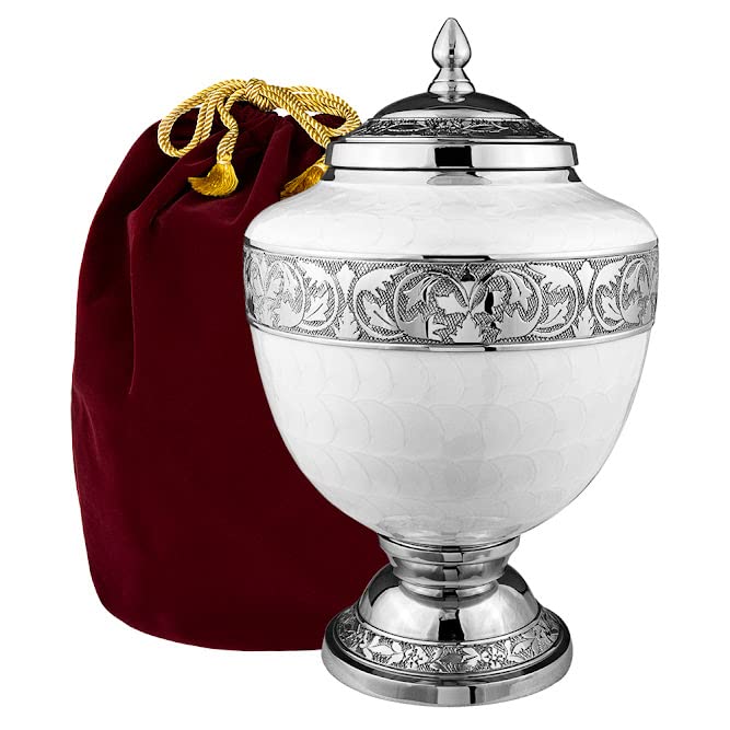 Trupoint Memorials Cremation Urns for Human Ashes - Decorative Urns, Urns for Human Ashes Female & Male, Urns for Ashes Adult Female, Funeral Urns - Chalice White, Large