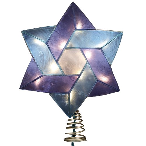 Kurt Adler 10-Light Star of David Capiz Colored Christmas Treetop, 8.5-Inch