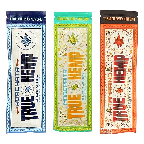 True Hemp - Natural Hemp Wraps - Horchata/Pineapple Margarita/Tamarind - 2 Wraps Per Pack – 3 Pack – 6 Wraps