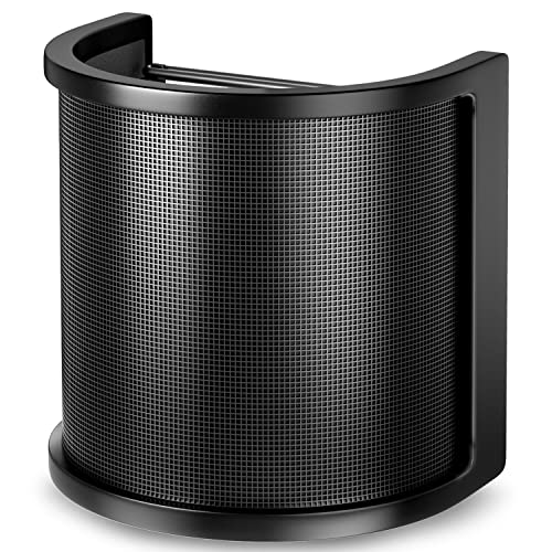 Pop Filter,PEMOTech [Upgraded Three Layers] Metal Mesh & Foam & Etamine Layer Microphone Pop Filter,Microphone Windscreen Cover,Handheld Mic Shield Mask for Vocal Recording,Youtube videos,Streaming