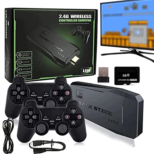 N-Game Stick, Wireless Retro Game Console, 2023 New Game Console, New Game Stick Lite 2023 Best Childhood Memories, Built in 20000+ Games, 9 Classic Emulators with 2×Wireless Gamepad (128.0 GB)
