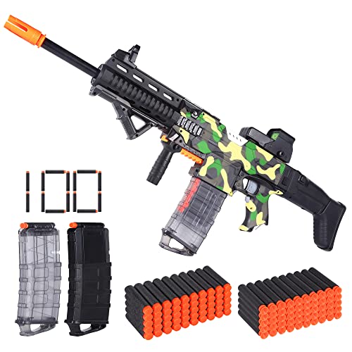 COOLFOX Electric Automatic Toy Gun for Nerf Guns Sniper Soft Bullets [Shoot Faster] Camouflage Burst Bullets for Boys,Toy Foam Blasters & Guns with 100 Nerf Sniper Darts, Gifts for Kids