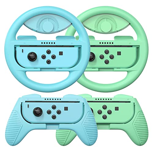 momen Grip for Switch Controller - 4 Pack Racing Steering Wheel for Animal Crossing Switch Controller Game Grip Handle Kit Fit for Switch Joy-Con Controllers
