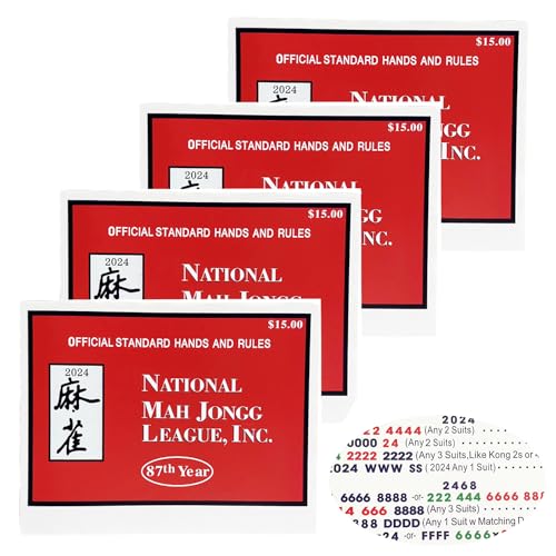 Mahjong Cards 2024, 4 PCS Mahjong Cards 2024 Large Print, National MahJongg League 2024 Standard Size Card - Mahjongg Cards - Official Hands and Rules