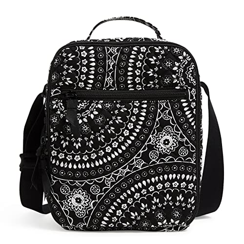 Vera Bradley Women's Cotton Deluxe Lunch Bunch Lunch Bag, Black Bandana Medallion, One Size