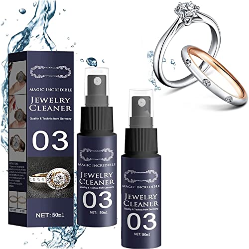 GXLGM 2 Bottles Jewelry Cleaning Spray, Magic Incredible Jewelry Cleaner, Gold and Silver Jewelry Cleaner Solution, Watch Rust Anti-Tarnish Spray, Restores Shine and Brilliance to Jewelry (50ml)