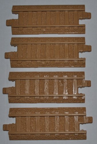 GeoTrax Straight Segment Six-Inch (4) (Four Straight Tracks)- Replacement Piece - Classic Fisher Price Geo Trax Collectible - Loose Out Of Package (OOP) Engine Cars Track Transportation Tracks