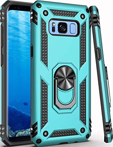 LUMARKE Galaxy S8 Case,(NOT for Big S8+ Plus),Military Grade 16ft. Drop Tested Cover with Magnetic Ring Kickstand Compatible with Car Mount Holder,Protective Phone Case for Samsung Galaxy S8 Teal