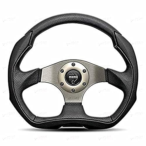 MOMO Motorsport Eagle Steering Wheel Black Leather Grip Brushed Anthracite Anodized 350mm - EAG35BK0S