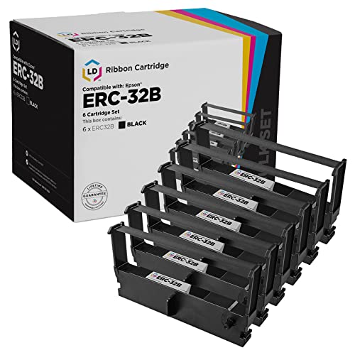 LD Compatible POS Ribbon Cartridge Replacement for Epson ERC-32B (Black, 6-Pack)