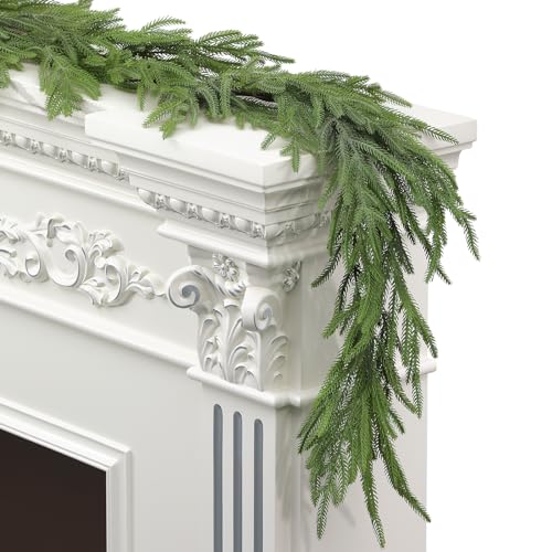 Artgar 6FT Pine Garland, Christmas Garland, Green Cedar Garland, Artificial Greenery Garland, Real Touch Pine Garland for Mantel, Dining Table, Staircase, Home Indoor Outdoor Christmas Decorations