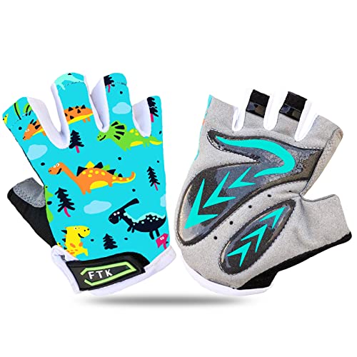 Kids Junior Cycling Gloves Outdoor Sport Road Mountain Bike, Fit Boy Girl Youth Age 2-10, Gel Padding Bicycle Half Finger Pair (Dark Blue, Medium)