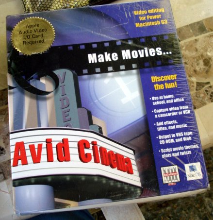 Avid Cinema for Mac - video editing for power mac G3, use to capture video from a camcorder or VCR. Add affects, titles, music, output to VHS tape, CD, or the web.