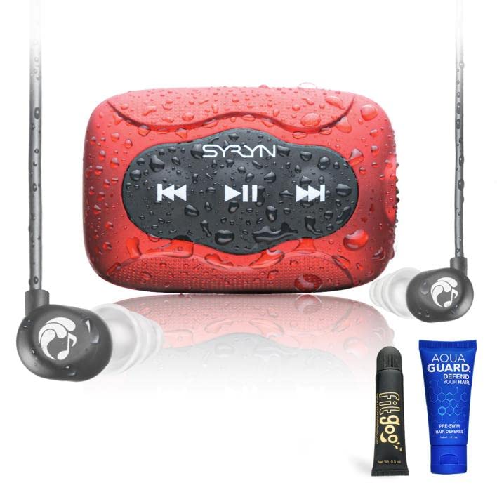 SYRYN Swimbuds Flip Bundle | 8 GB Waterproof Music Player Compatible with iTunes Files (No Apple Music)