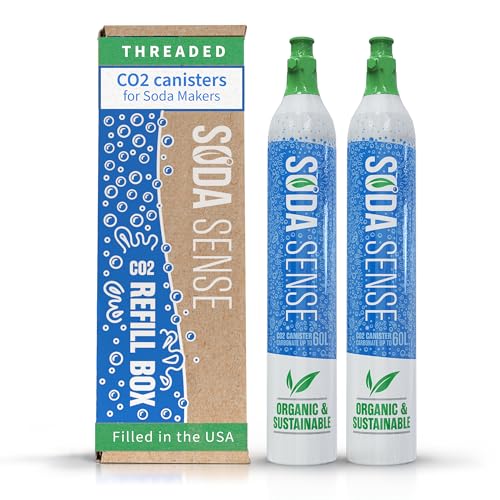 Soda Sense 60L Threaded CO2 Canister Refill, Compatible w/All Threaded 'Screw-In' Soda Makers Including SodaStream [Excludes ART, TERRA & DUO]