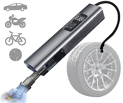 Aukayne Tire Inflator Portable Air Compressor with Car Vacuum Cleaner, Rechargeable Auto-Off Air Pump with Led Light, Portable for Bike Motor Ball and More