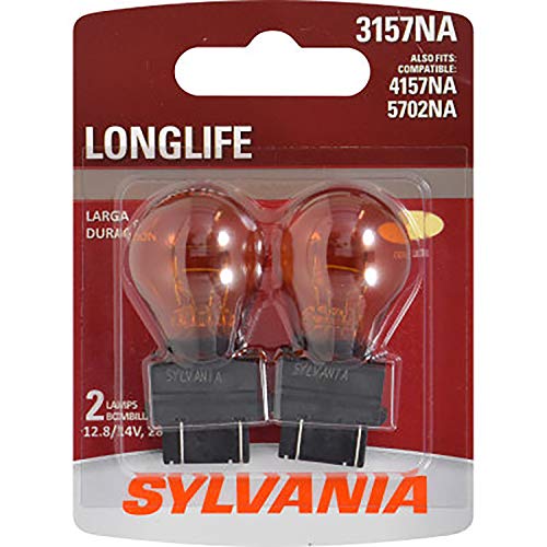 SYLVANIA - 3157NA Long Life Miniature - Amber Bulb, Ideal for Parking, Side Marker and Turn Signal Applications (Contains 2 Bulbs)