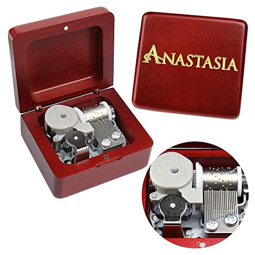 Sinzyo Anastasia-Once Upon a December Music Box Vintage Musical Boxs Gift for Birthday Valentine's Day Christmas Day(Wine Red Box)