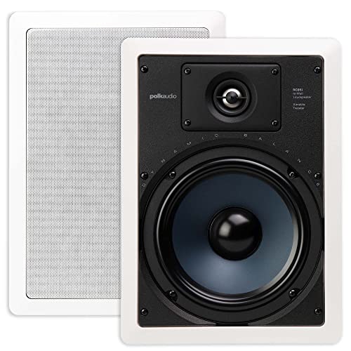 Polk Audio RC85i 2-way Premium in-Wall 8' Speakers (Pair) | Perfect for Damp and Humid Indoor/Outdoor Placement (White, Paintable Grille)