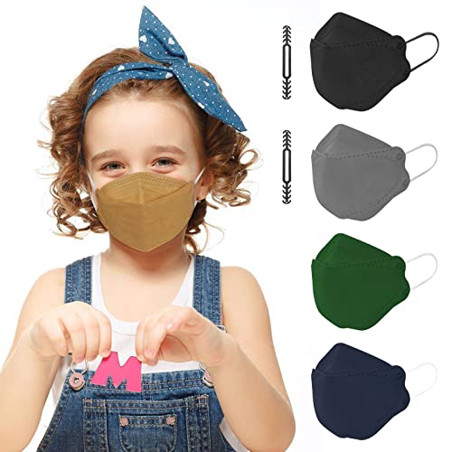 AOTDAOU KN95 Kids Masks for Children, Individually Wrapped Colored Mask with 4 Layer Filtering, Kid Sized Small Mask for Petite Face, Breathable Adjustable Mask Cover - 10 Packs