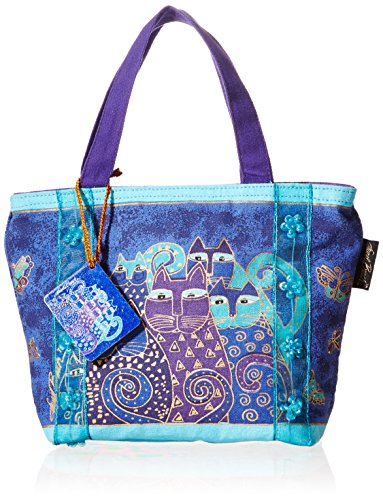 Laurel Burch Bag, 11 by 3 by 8-Inch, Indigo Cats, Medium Blue