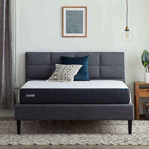 LUCID 8 Inch Memory Foam Firm Feel – Gel Infusion – Hypoallergenic Bamboo Charcoal – Breathable Cover Bed Mattress Conventional, Twin, White