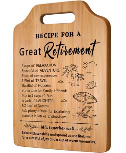 Retirement Gift for Women, Unique Recipe Retirement Cutting Board for Woman Men, Coworker Leaving Gifts Going Away Gifts, Happy Retirement Gift for Teacher Mom Friends