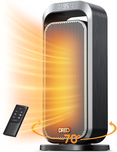 Dreo Space Heater Indoor, 15 Inch Portable Heater with 70°Oscillation, 1500W Electric Heaters with Thermostat, Remote, 12H Timer, Safety Heat, Large PTC Ceramic Heater for Office Home Room Solaris 317