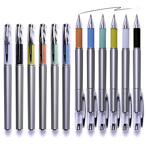 XIZE SH Fine Tip Cool Pens 0.5mm Black Ink Pens for Note Taking Comfortable Gel Ink Pens,Silver Shell,12-Count 3344