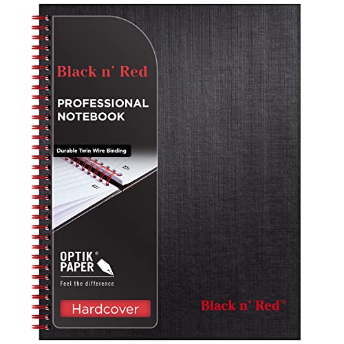 Black n' Red Notebook, Hardcover, Premium Optik Paper, Scribzee App Compatible, Environmentally Friendly, Durable Spiral Binding, 11' x 8 ', 70 Double-Sided Ruled Sheets, 1 Count (K67030)