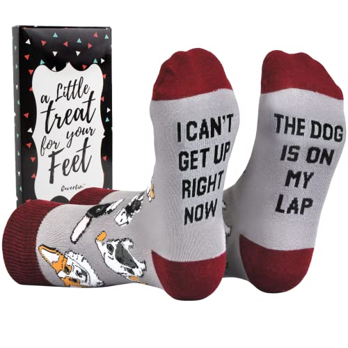 Cavertin Women's Novelty Socks with Gift Box Cat Lover Dog Mom Book Lover Cat Mom Llama Unicorn Sloth Corgi (Dog Lover)