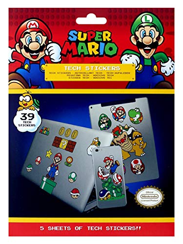 Pyramid International | Super Mario | Tech Stickers | Mushroom Kingdom | Officially Licensed