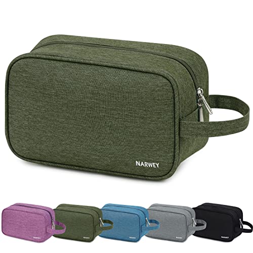 Narwey Travel Toiletry Bag for Men and Women Traveling Dopp Kit Shaving Bag for Toiletries Accessories (Army Green)