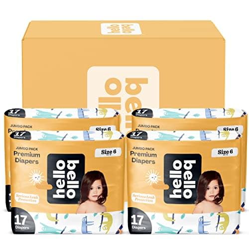 Hello Bello Premium Baby Diapers Size 6 I 68 Count of Disposable, Extra-Absorbent, Hypoallergenic, and Eco-Friendly Baby Diapers with Snug and Comfort Fit I Surprise Boy Patterns