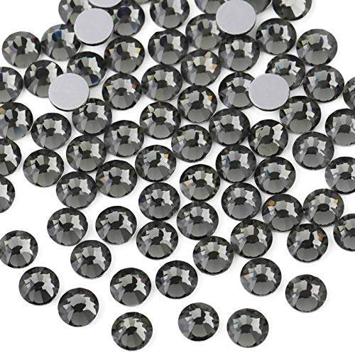 Beadsland 1440pcs Flat Back Crystal Rhinestones Round Gems for Nail Art and Craft Glue Fix,Black Diamond,SS20,4.6-4.8mm