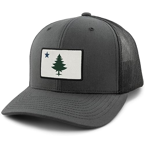 Vintage Maine Flag Classic Snapback Trucker Charcoal