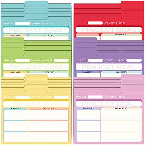 EOOUT 30 Pack Project File Folders, File Folders Letter Size with Tabs, Colored File Folders, Manila, 6 Assorted Colors, 11.5x9.5inch, 1/3 Cut, for Students, Office Supplies