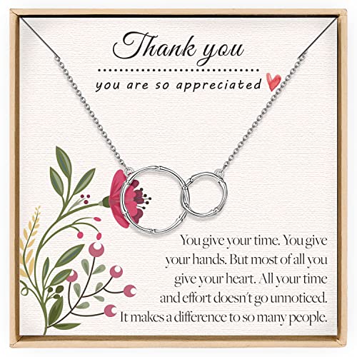 Annamate Thank You Necklace for Women, 925 Sterling Silver Thank You Gifts for Women, Teacher Appreciation Gifts, Thank You Gift